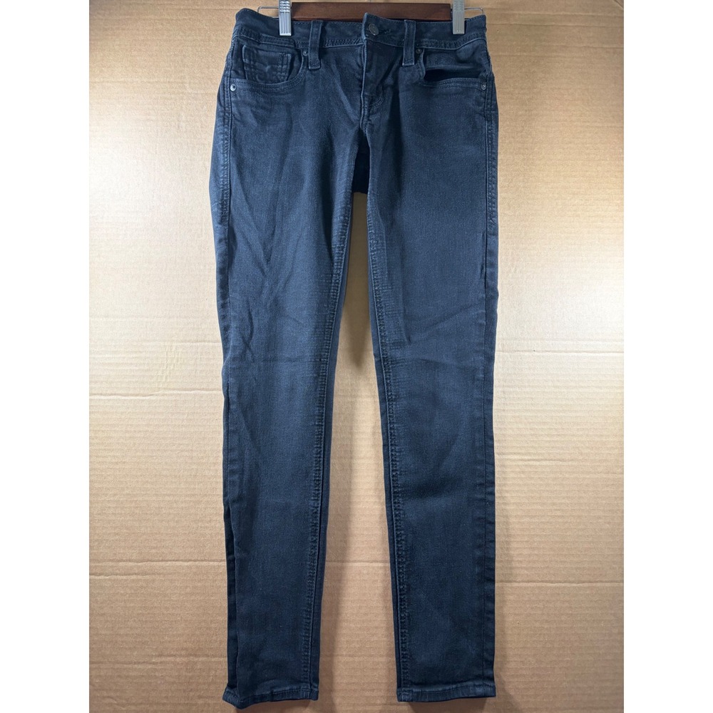 Rock Revival Kami Biker Skinny Jeans Womens 25 Black Moto Zip Stretch Denim
